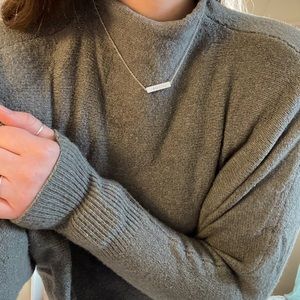 sage green sweater with mock neck line